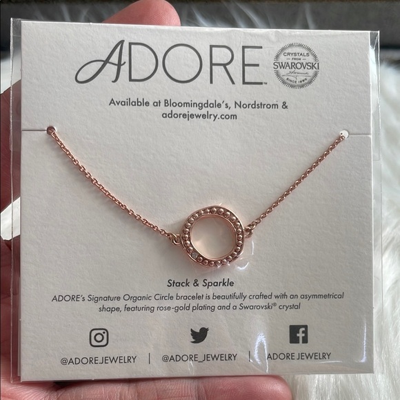 Bracelet En Tissu "J'adore" Multicolore Avec Rose - Neuf Avec étiquettes, Marque Adore